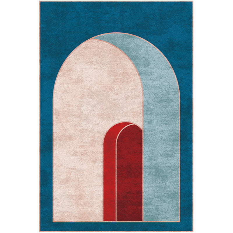 Sikunuo | Classic curved door mat Multicolored postmodern rug Polyester Non-slip backing Washable Pet-friendly rug for the room