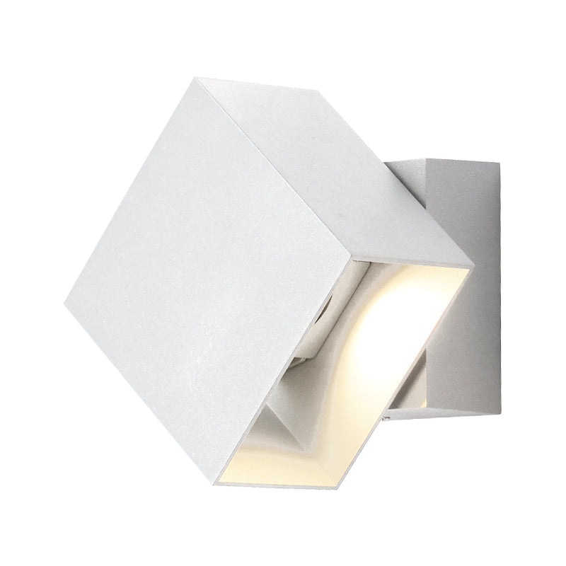 Sikunuo | Cube Up and Down LED Wall Light Contemporary Metal Black/Grey/White Outdoor Wall Light with Adjustable Angle