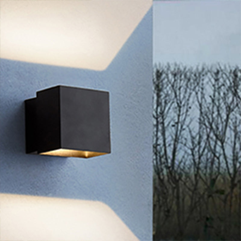 Sikunuo | Cube Up and Down LED Wall Light Contemporary Metal Black/Grey/White Outdoor Wall Light with Adjustable Angle