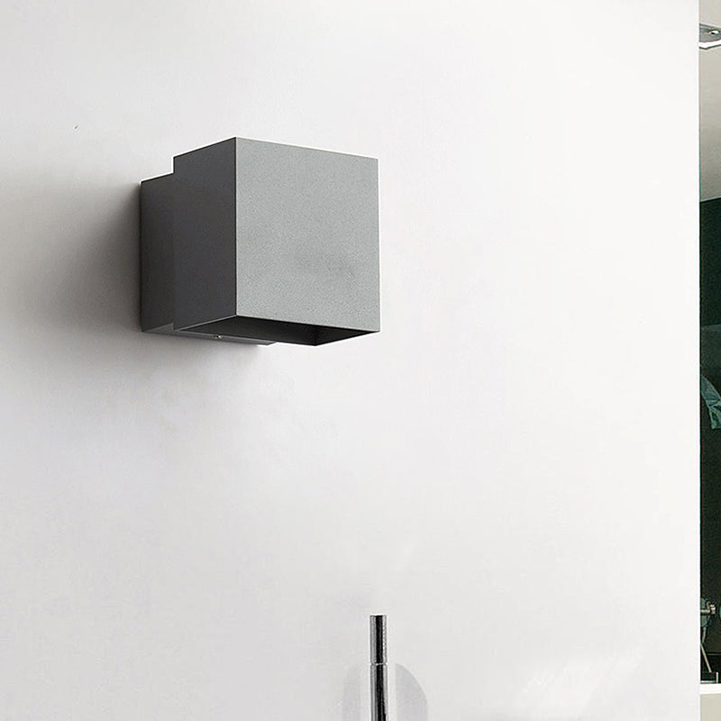 Sikunuo | Cube Up and Down LED Wall Light Contemporary Metal Black/Grey/White Outdoor Wall Light with Adjustable Angle