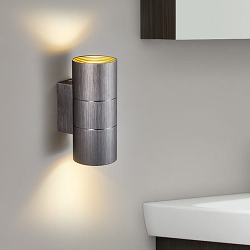 Sikunuo | Tubular LED Up and Down Wall Lamp Modern Metal 1 Light Black/Grey/Gold Wall Lamp for Bathroom