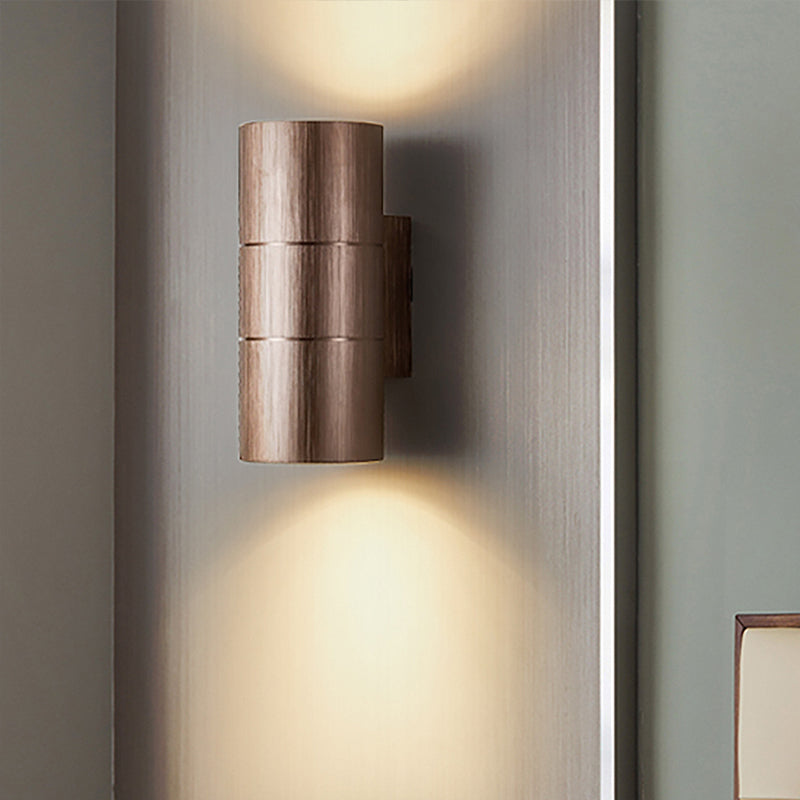 Sikunuo | Tubular LED Up and Down Wall Lamp Modern Metal 1 Light Black/Grey/Gold Wall Lamp for Bathroom