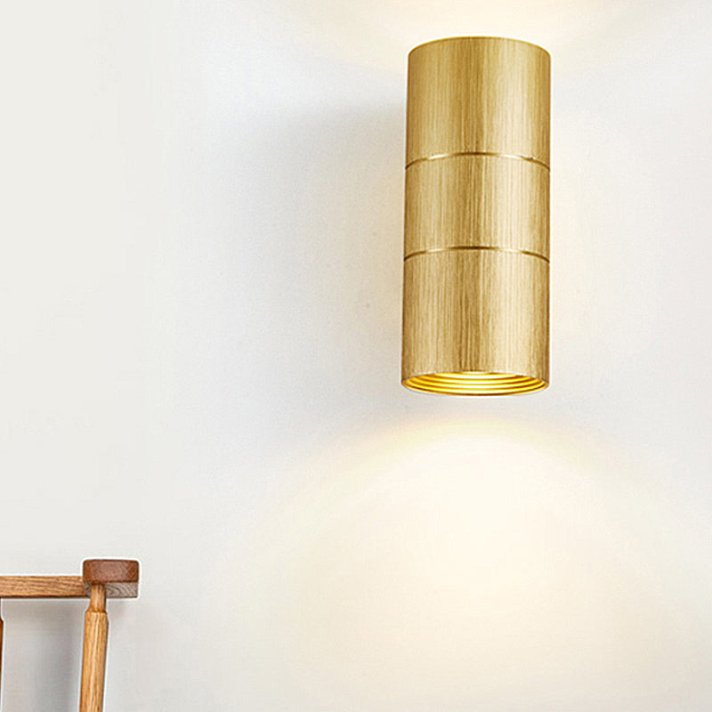 Sikunuo | Tubular LED Up and Down Wall Lamp Modern Metal 1 Light Black/Grey/Gold Wall Lamp for Bathroom