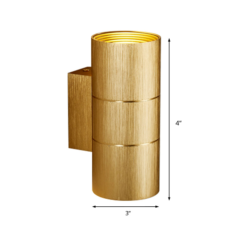 Sikunuo | Tubular LED Up and Down Wall Lamp Modern Metal 1 Light Black/Grey/Gold Wall Lamp for Bathroom