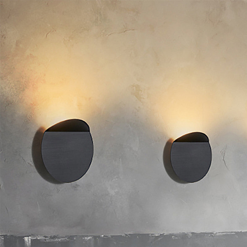 Sikunuo | Contemporary round metal wall light black/gray/white LED wall-mounted light for hallway