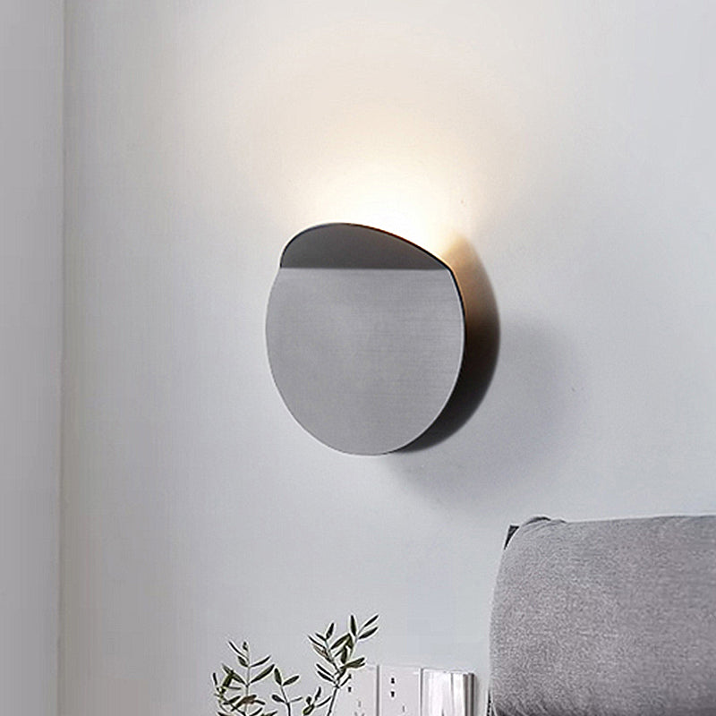 Sikunuo | Contemporary round metal wall light black/gray/white LED wall-mounted light for hallway