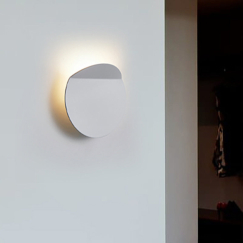 Sikunuo | Contemporary round metal wall light black/gray/white LED wall-mounted light for hallway