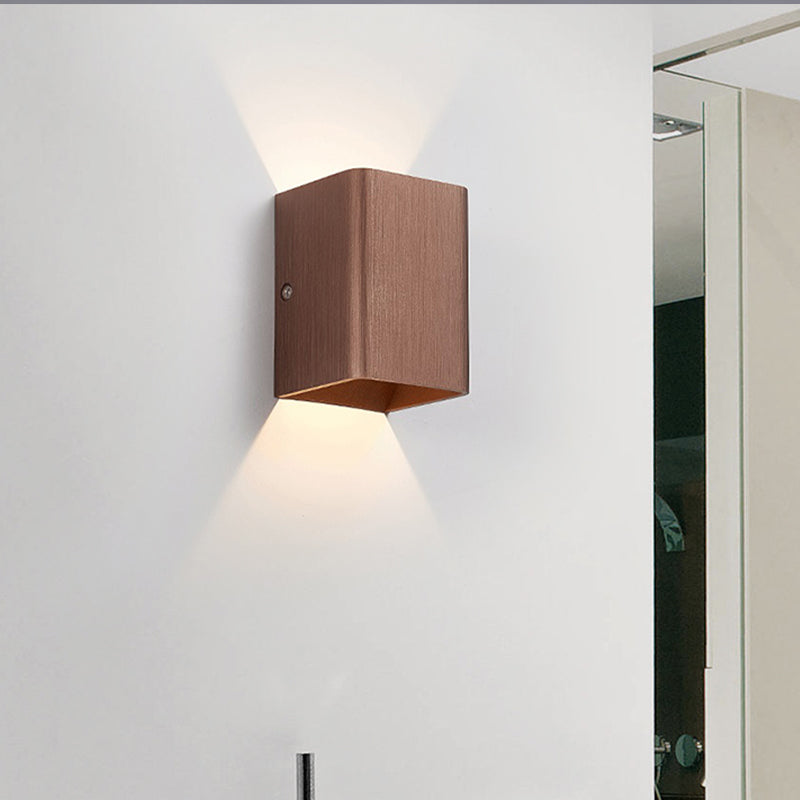 Sikunuo | Cubist Metal Up and Down Wall Lamp Contemporary Bronze/Gold/White LED Wall Light for Living Room