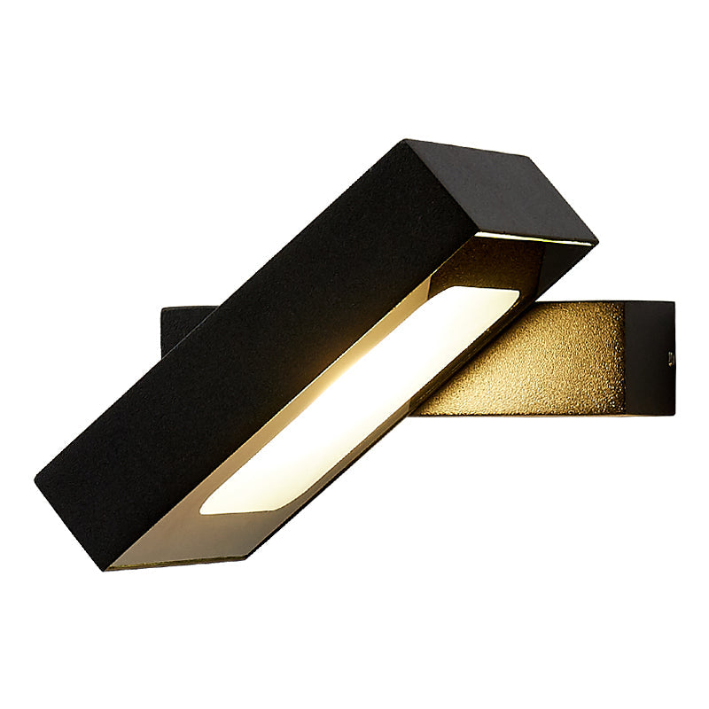 Sikunuo | Rectangular Wall Light Modern Metal Black/White/Grey LED Wall Mount Light with Rotatable Design