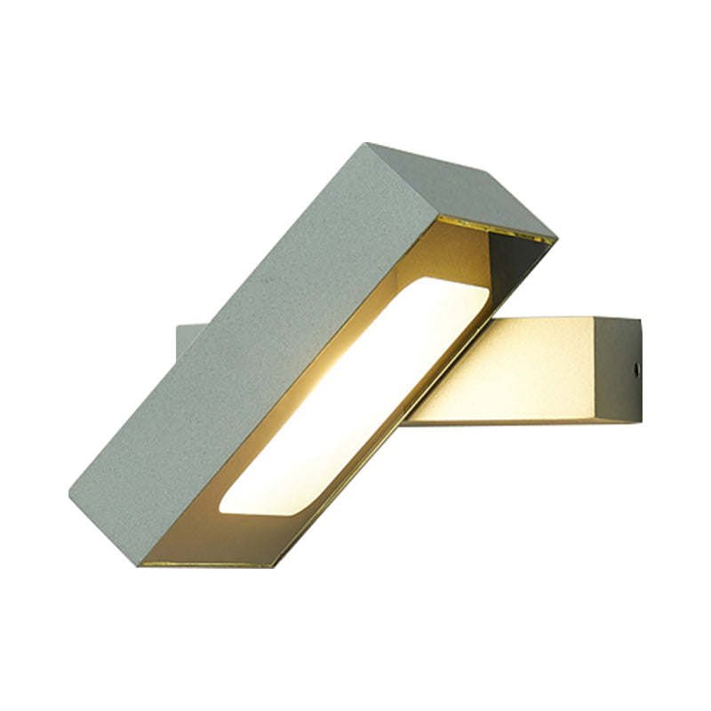 Sikunuo | Rectangular Wall Light Modern Metal Black/White/Grey LED Wall Mount Light with Rotatable Design