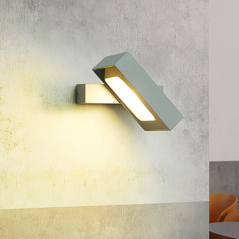 Sikunuo | Rectangular Wall Light Modern Metal Black/White/Grey LED Wall Mount Light with Rotatable Design