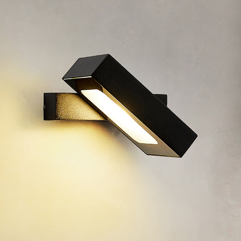 Sikunuo | Rectangular Wall Light Modern Metal Black/White/Grey LED Wall Mount Light with Rotatable Design