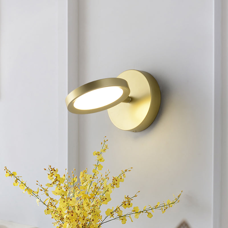 Sikunuo | Modernist LED Wall Light with Metal Shade Black/Gold Round Wall Mounted Light