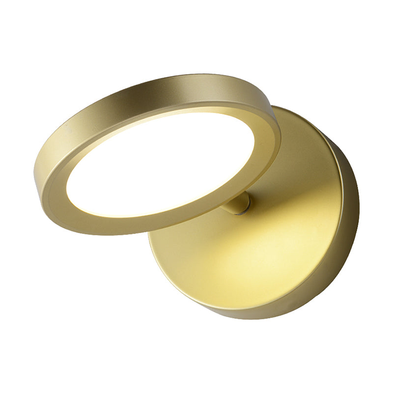 Sikunuo | Modernist LED Wall Light with Metal Shade Black/Gold Round Wall Mounted Light