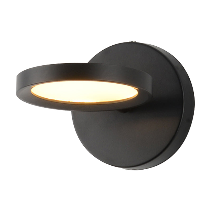 Sikunuo | Modernist LED Wall Light with Metal Shade Black/Gold Round Wall Mounted Light