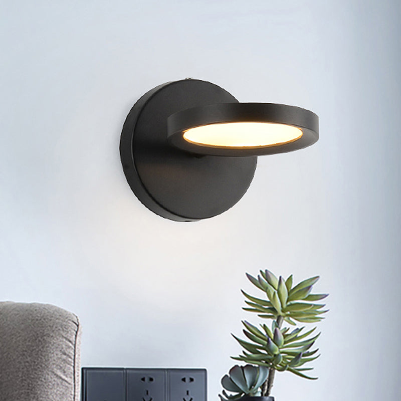 Sikunuo | Modernist LED Wall Light with Metal Shade Black/Gold Round Wall Mounted Light
