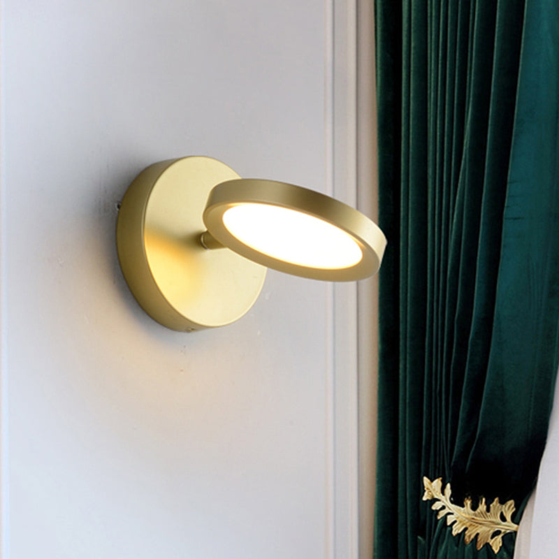 Sikunuo | Modernist LED Wall Light with Metal Shade Black/Gold Round Wall Mounted Light