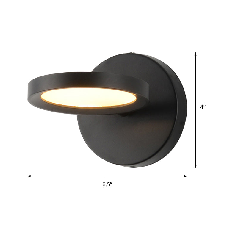 Sikunuo | Modernist LED Wall Light with Metal Shade Black/Gold Round Wall Mounted Light