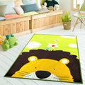 Sikunuo | Colorful Back for Children Multi Color Animal Pattern Carpet Synthetic Stain Resistant Non-Slip Back Machine Washable Carpet for Preschool