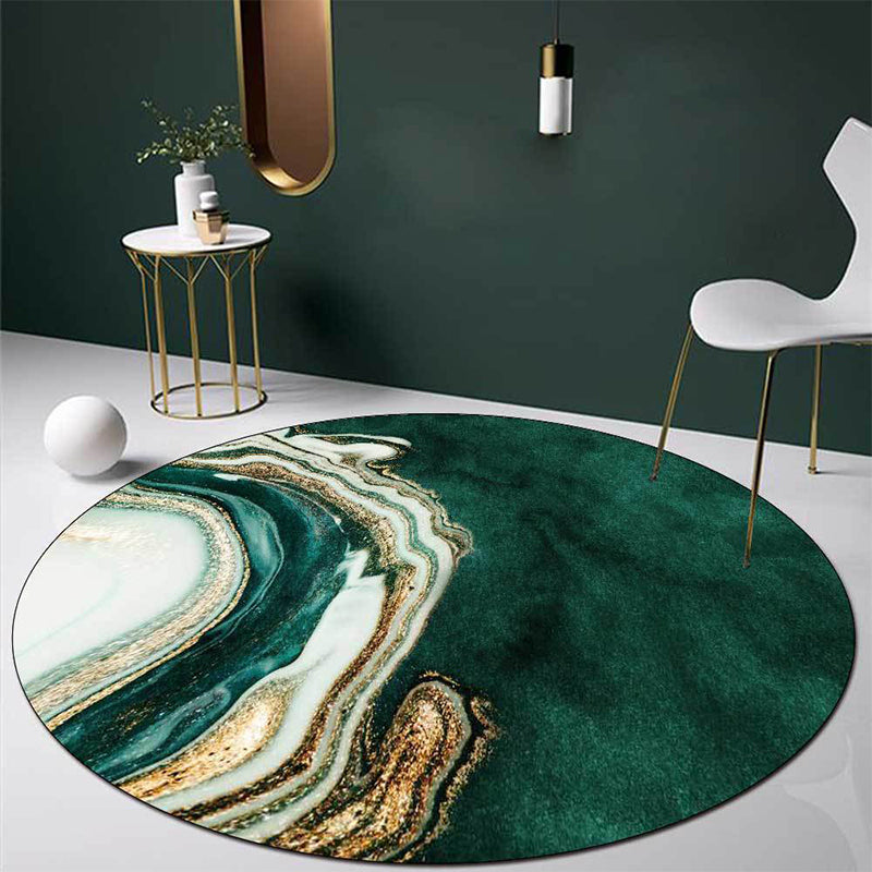 Sikunuo | Glam Mid-Century Rug Multicolor Marble Look Rug Pet Friendly Stain Resistant Non-Slip Back Rug for Living Room