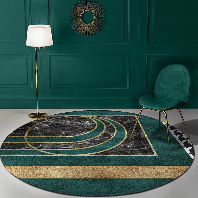 Sikunuo | Glam Mid-Century Rug Multicolor Marble Look Rug Pet Friendly Stain Resistant Non-Slip Back Rug for Living Room