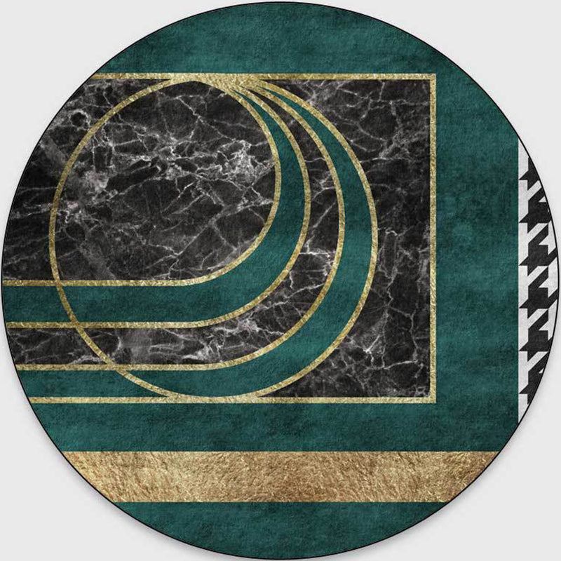 Sikunuo | Glam Mid-Century Rug Multicolor Marble Look Rug Pet Friendly Stain Resistant Non-Slip Back Rug for Living Room