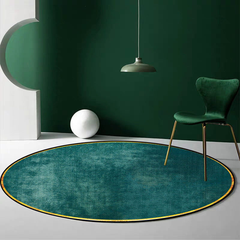 Sikunuo | Retro Emerald Green Solid Carpet Polypropylene Luxury Carpet Stain-Resistant Washable Non-Slip Carpet for Home Decoration