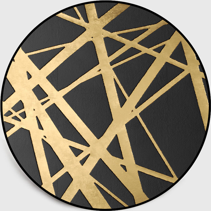Sikunuo | Gold Criss-Cross Patterned Rug Synthetic Glam Rug Pet-Friendly Non-Slip Back Machine Washable Rug for Home Decor