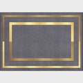 Sikunuo | Glam Gold Frame Rug Multicolored Minimalist Rug Polyester Non-slip Pet-friendly Stain-resistant Rug for Room
