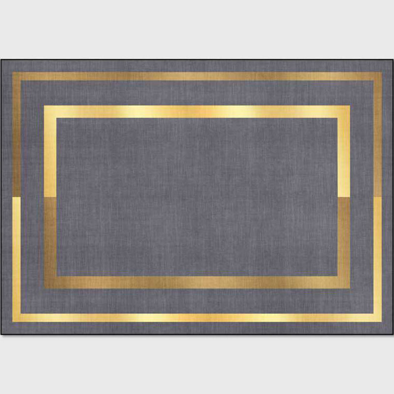 Sikunuo | Glam Gold Frame Rug Multicolored Minimalist Rug Polyester Non-slip Pet-friendly Stain-resistant Rug for Room
