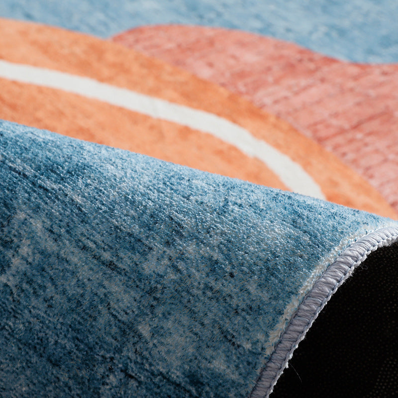 Sikunuo | Trendy Geometric Patchwork Rug Multicolor Postmodern Rug Polyester Non-Slip Machine Washable Pet Friendly Rug for Home