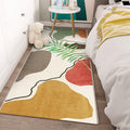 Sikunuo | Nordic Botanic Color Block Carpet Multicolor Polypropylene Carpet Machine Washable Non-slip Stain Resistant Area Rug for Bedroom