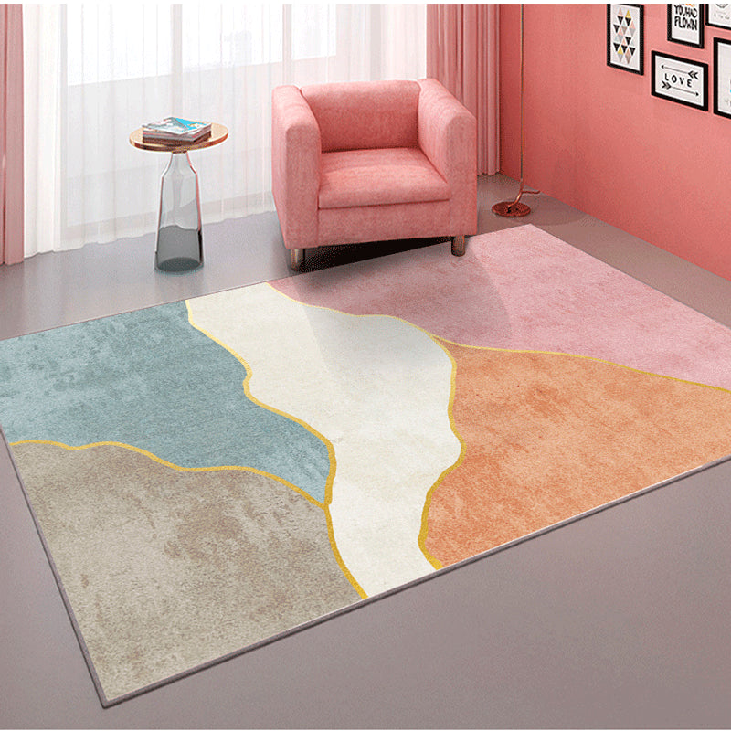 Sikunuo | Contemporary Abstract Pattern Carpet Multicolor Polypropylene Carpet Non-Slip Pet Friendly Stain Resistant Carpet for Large Room