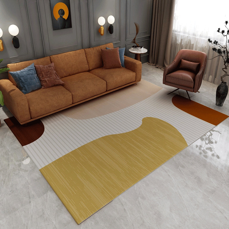 Sikunuo | Contemporary Abstract Pattern Carpet Multicolor Polypropylene Carpet Non-Slip Pet Friendly Stain Resistant Carpet for Large Room