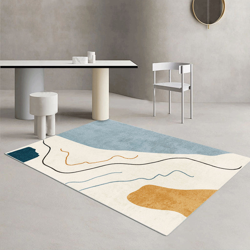Sikunuo | Contemporary Abstract Pattern Carpet Multicolor Polypropylene Carpet Non-Slip Pet Friendly Stain Resistant Carpet for Large Room