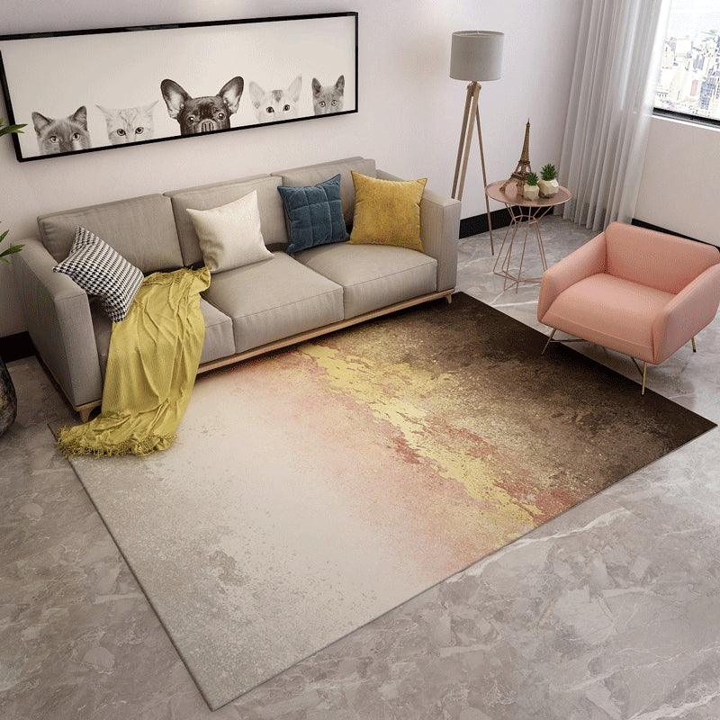 Sikunuo | Contemporary Abstract Pattern Carpet Multicolor Polypropylene Carpet Non-Slip Pet Friendly Stain Resistant Carpet for Large Room