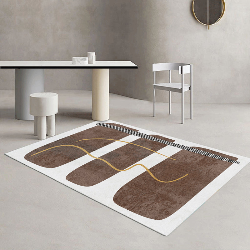 Sikunuo | Contemporary Abstract Pattern Carpet Multicolor Polypropylene Carpet Non-Slip Pet Friendly Stain Resistant Carpet for Large Room