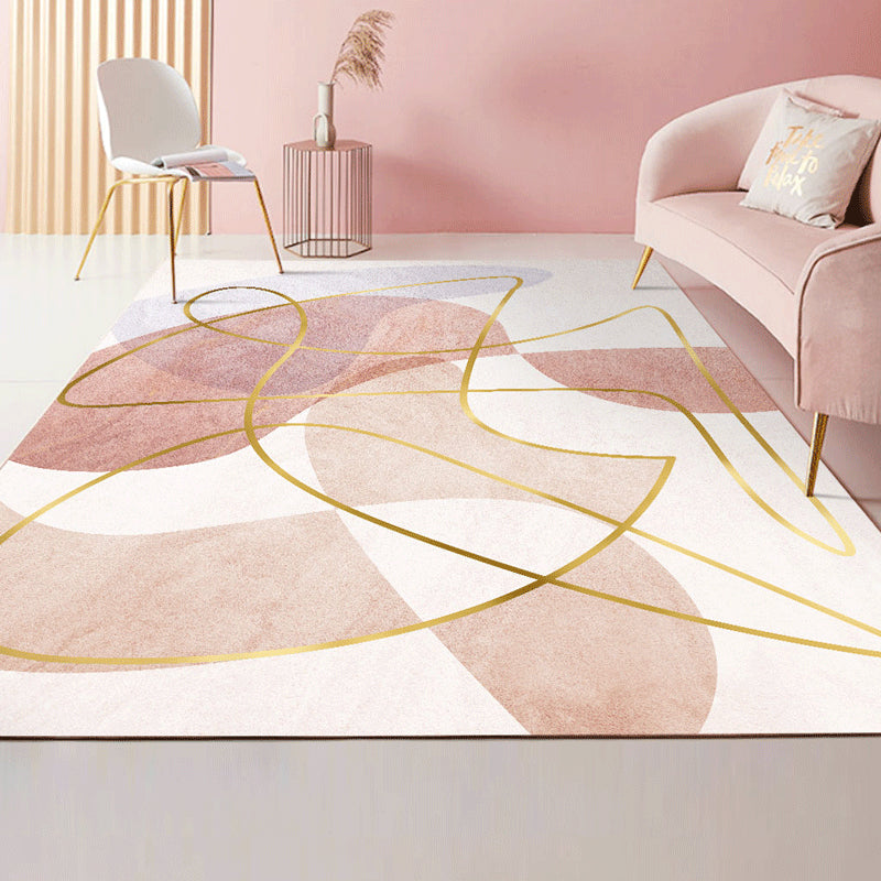 Sikunuo | Contemporary Abstract Pattern Carpet Multicolor Polypropylene Carpet Non-Slip Pet Friendly Stain Resistant Carpet for Large Room