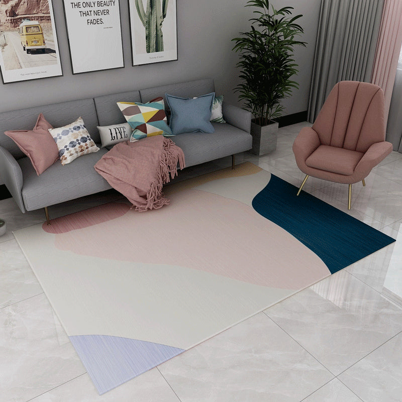 Sikunuo | Contemporary Abstract Pattern Carpet Multicolor Polypropylene Carpet Non-Slip Pet Friendly Stain Resistant Carpet for Large Room