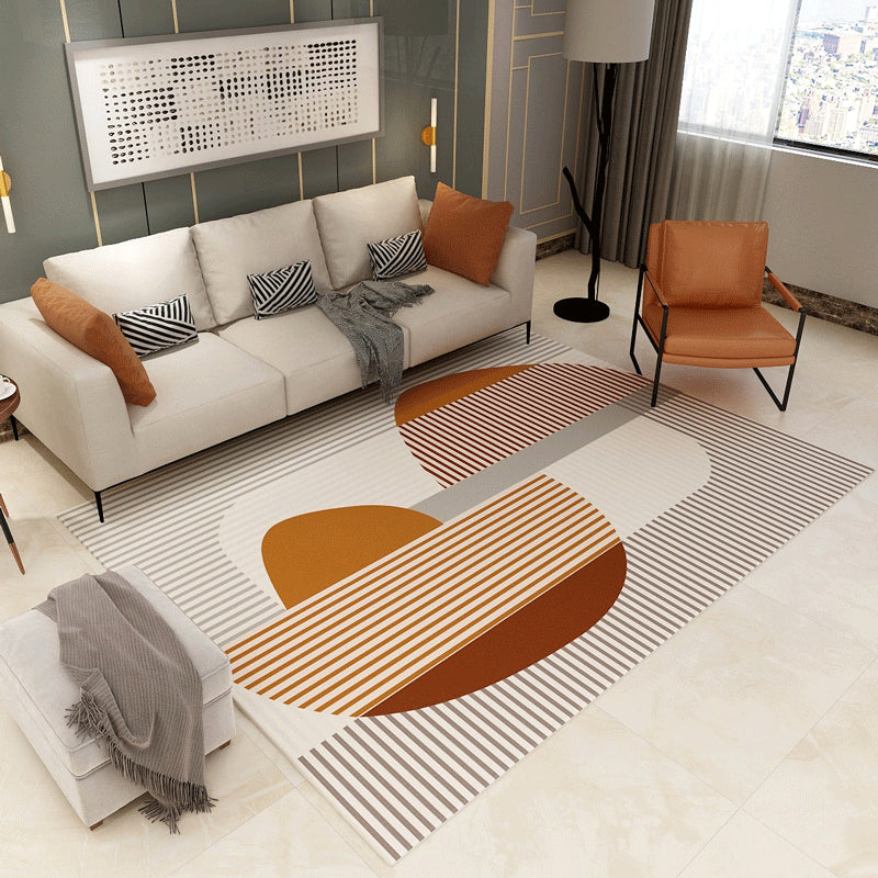Sikunuo | Contemporary Abstract Pattern Carpet Multicolor Polypropylene Carpet Non-Slip Pet Friendly Stain Resistant Carpet for Large Room