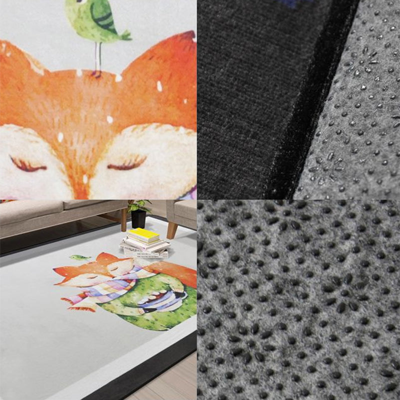 Sikunuo | Cartoon Animal Gentleman Rug Multicolor Polypropylene Rug Washable Pet Friendly Non-Slip Underlay Rug for Living Room