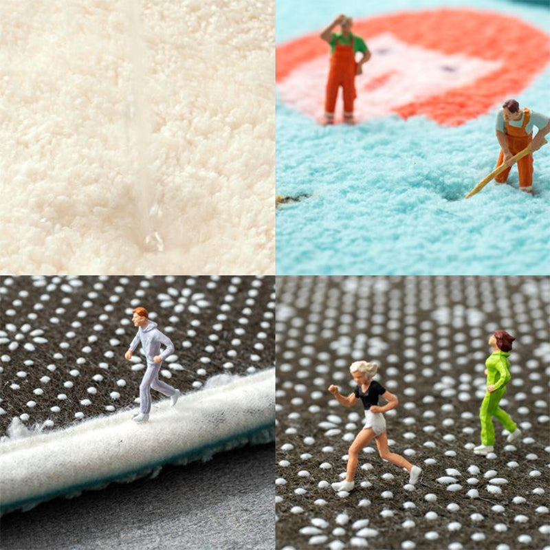 Sikunuo | Irregular Shaped Animal Rug Multicolor Cartoon Rug Synthetic Non-Slip Back Machine Washable Pet Friendly Rug for Children's Room