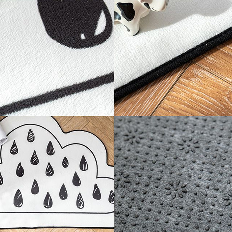 Sikunuo | Novelty Children Area Rug Multicolor Raindrop Cloud Shape Rug Non-Slip Backing Washable Pet-Friendly Rug for Bedroom