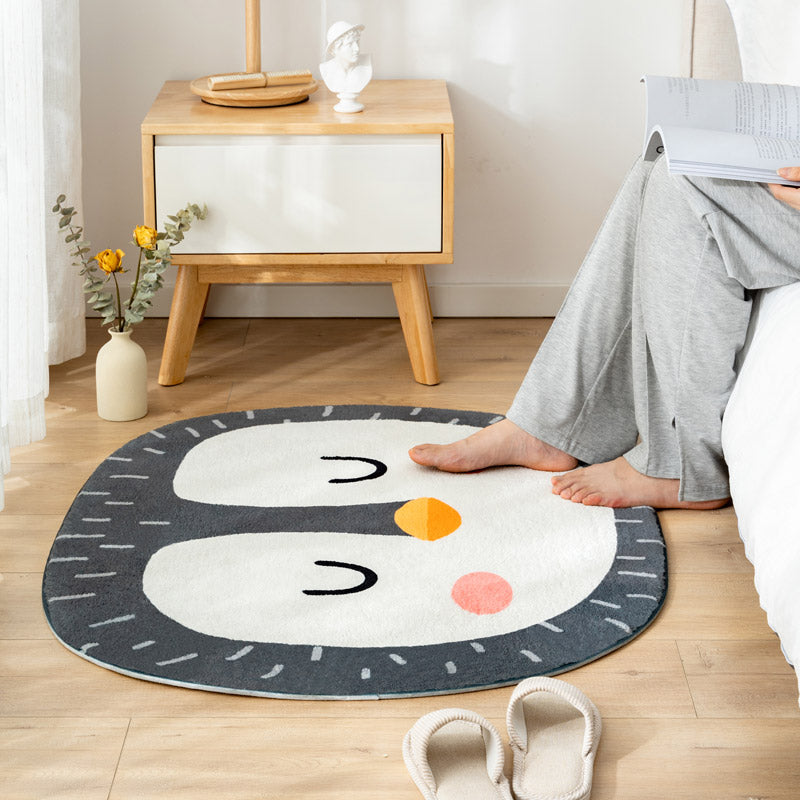 Sikunuo | Multi Color Kids Carpet Cartoon Animal Head Pattern Rug Polyester Non-Slip Back Stain Resistant Machine Washable Rug