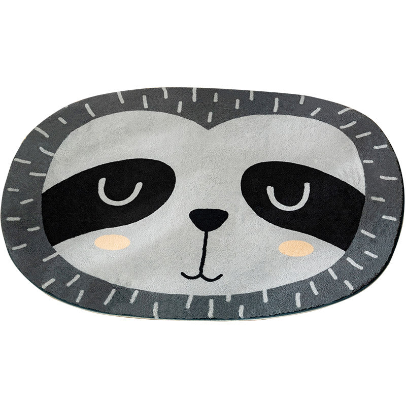 Sikunuo | Multi Color Kids Carpet Cartoon Animal Head Pattern Rug Polyester Non-Slip Back Stain Resistant Machine Washable Rug