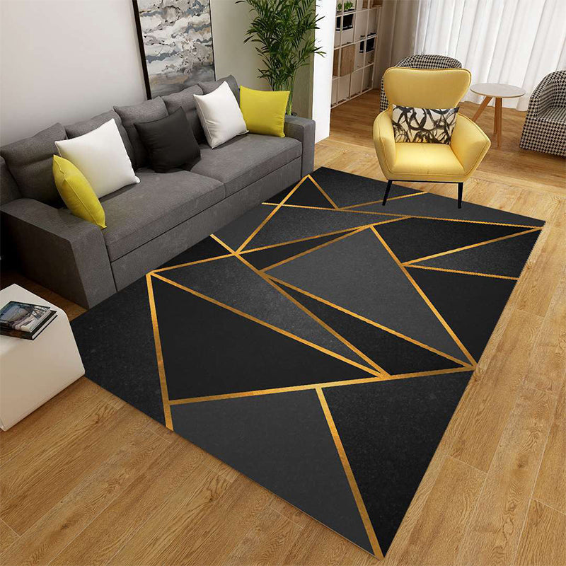 Sikunuo | Minimalist 3D Geometric Rug Multi-Color Polypropylene Area Rug Pet-Friendly Non-Slip Machine Washable Rug for Large Room