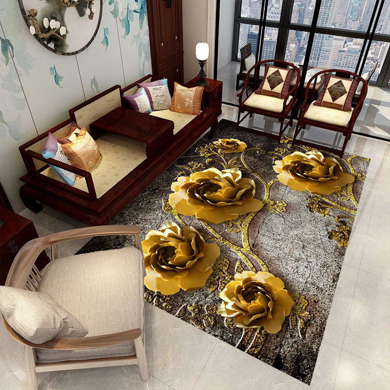 Sikunuo | Minimalist 3D Geometric Rug Multi-Color Polypropylene Area Rug Pet-Friendly Non-Slip Machine Washable Rug for Large Room