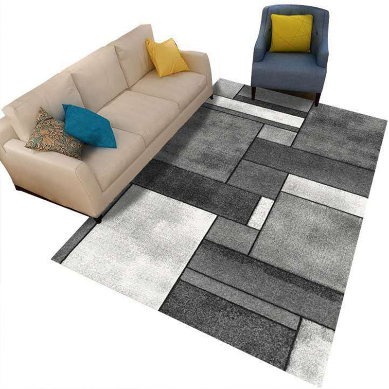 Sikunuo | Minimalist 3D Geometric Rug Multi-Color Polypropylene Area Rug Pet-Friendly Non-Slip Machine Washable Rug for Large Room
