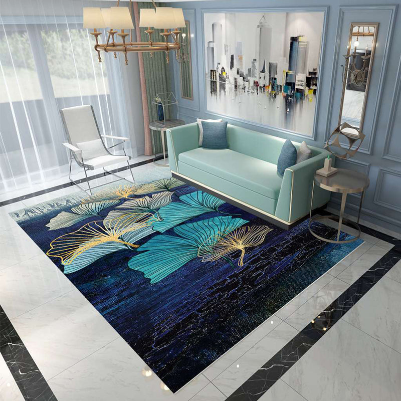 Sikunuo | Nordic Abstract Botanical Carpet Multicolor Synthetic Carpet Non-slip Machine washable Pet friendly Area rug for Living room