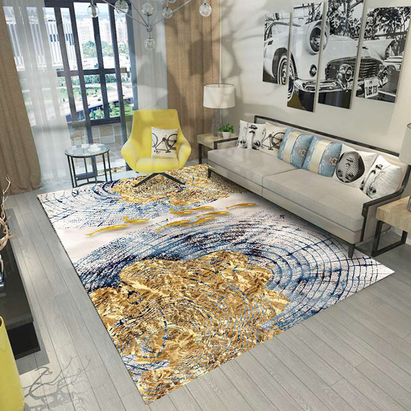 Sikunuo | Nordic Abstract Botanical Carpet Multicolor Synthetic Carpet Non-slip Machine washable Pet friendly Area rug for Living room